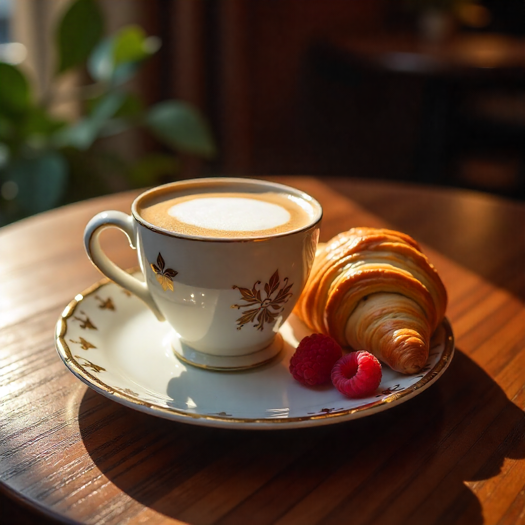 Cappuccino & Fresh Croissant – Morning Café Delight